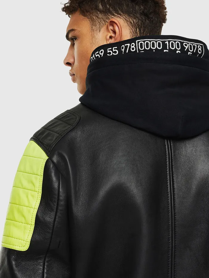 Diesel Leather Jackets Mens LBRANDO Black