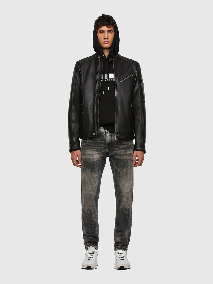 Diesel Leather Jackets Mens LCASEKA Black