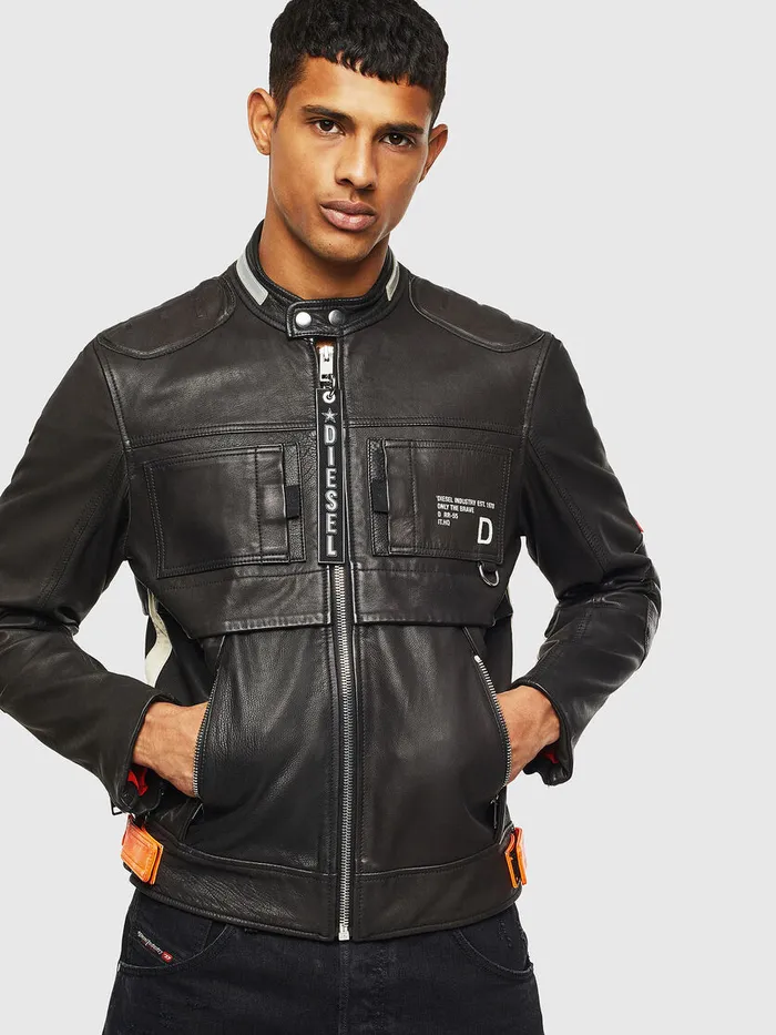 Diesel Leather Jackets Mens LDIXON Black