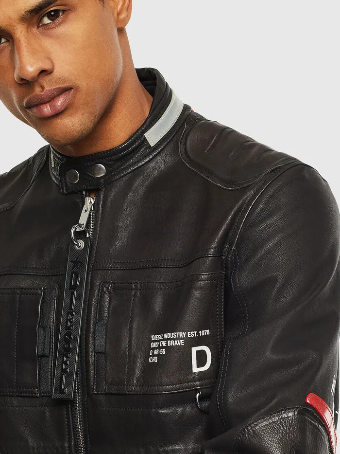 Diesel Leather Jackets Mens LDIXON Black