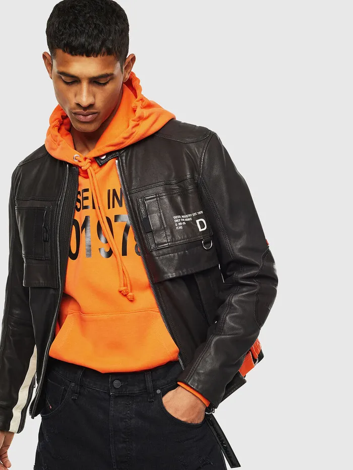 Diesel Leather Jackets Mens LDIXON Black