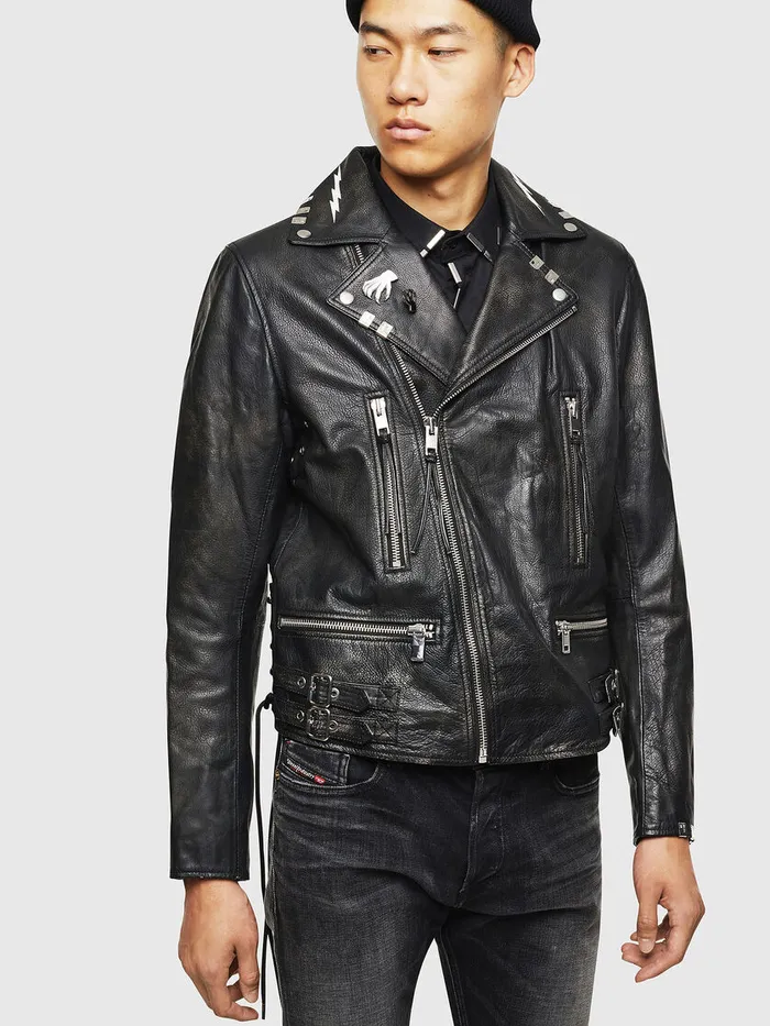 Diesel Leather Jackets Mens LGOTIVA Black