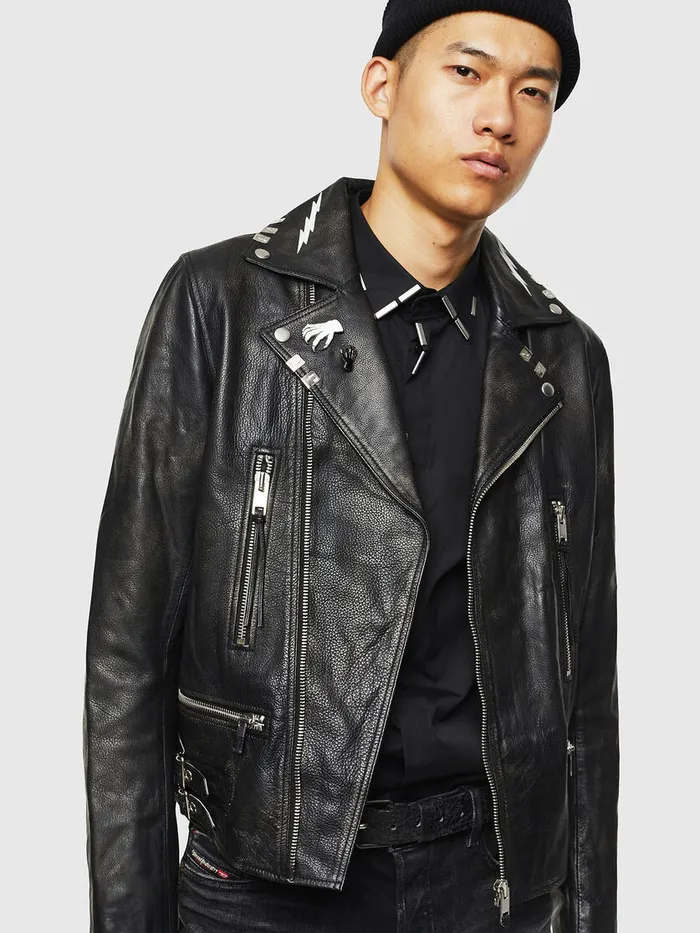 Diesel Leather Jackets Mens LGOTIVA Black