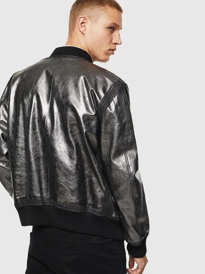 Diesel Leather Jackets Mens LSTEWARDFOIL Black