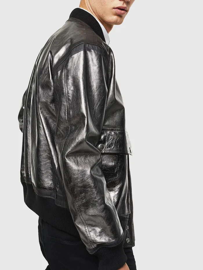 Diesel Leather Jackets Mens LSTEWARDFOIL Black