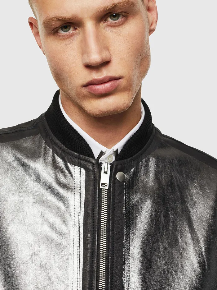Diesel Leather Jackets Mens LSTEWARDFOIL Black