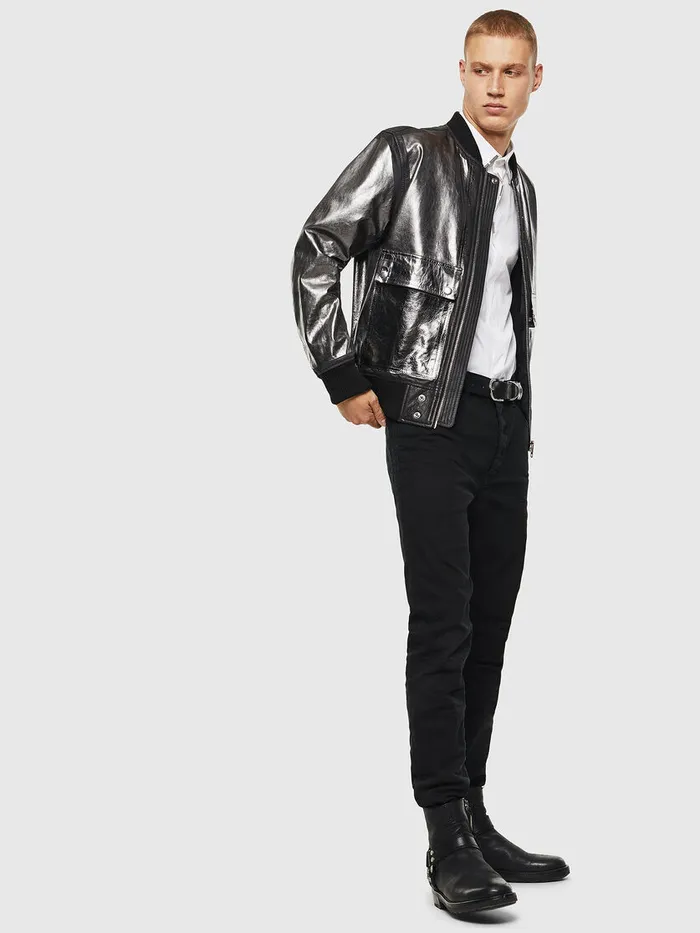 Diesel Leather Jackets Mens LSTEWARDFOIL Black