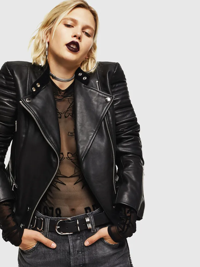 Diesel Leather Jackets Womens LIGE Black