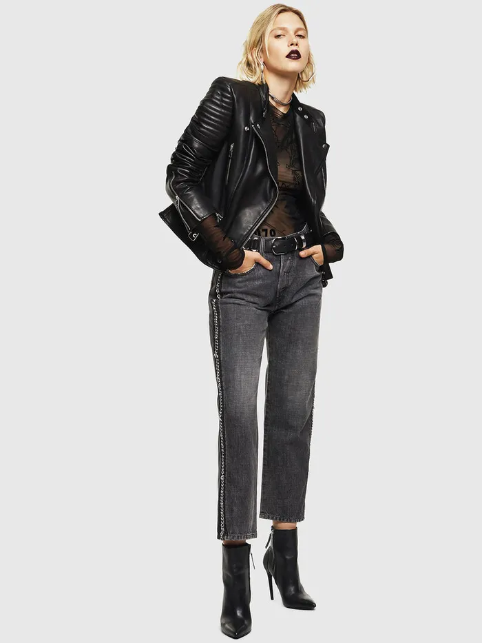 Diesel Leather Jackets Womens LIGE Black
