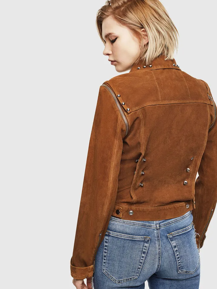 Diesel Leather Jackets Womens LTAHALI Brown