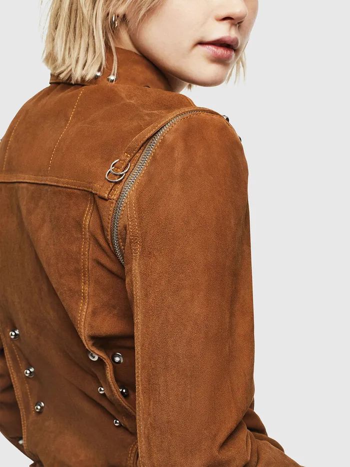 Diesel Leather Jackets Womens LTAHALI Brown