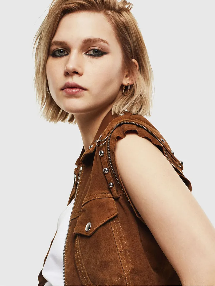 Diesel Leather Jackets Womens LTAHALI Brown