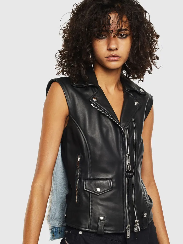 Diesel Leather Jackets Womens LWELLS Black Leather