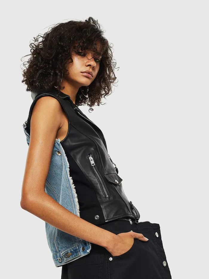Diesel Leather Jackets Womens LWELLS Black Leather