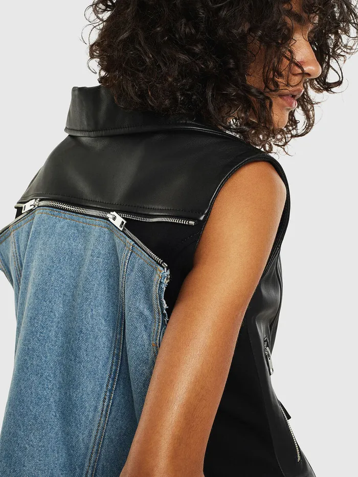 Diesel Leather Jackets Womens LWELLS Black Leather