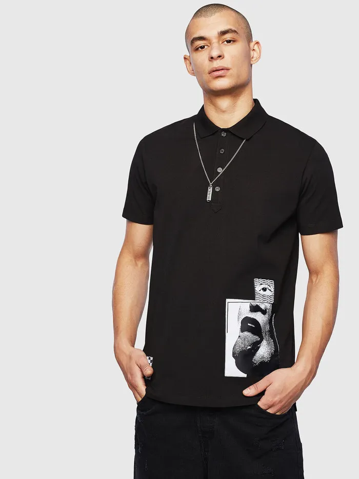 Diesel Polos Mens TMARKS1 Black Cheap On Sale