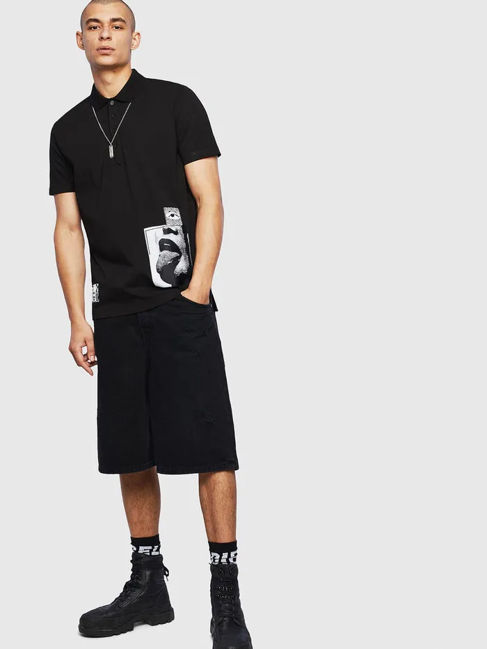 Diesel Polos Mens TMARKS1 Black Cheap On Sale