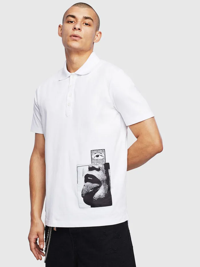 Diesel Polos Mens TMARKS1 White On Sale