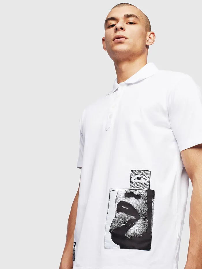 Diesel Polos Mens TMARKS1 White On Sale