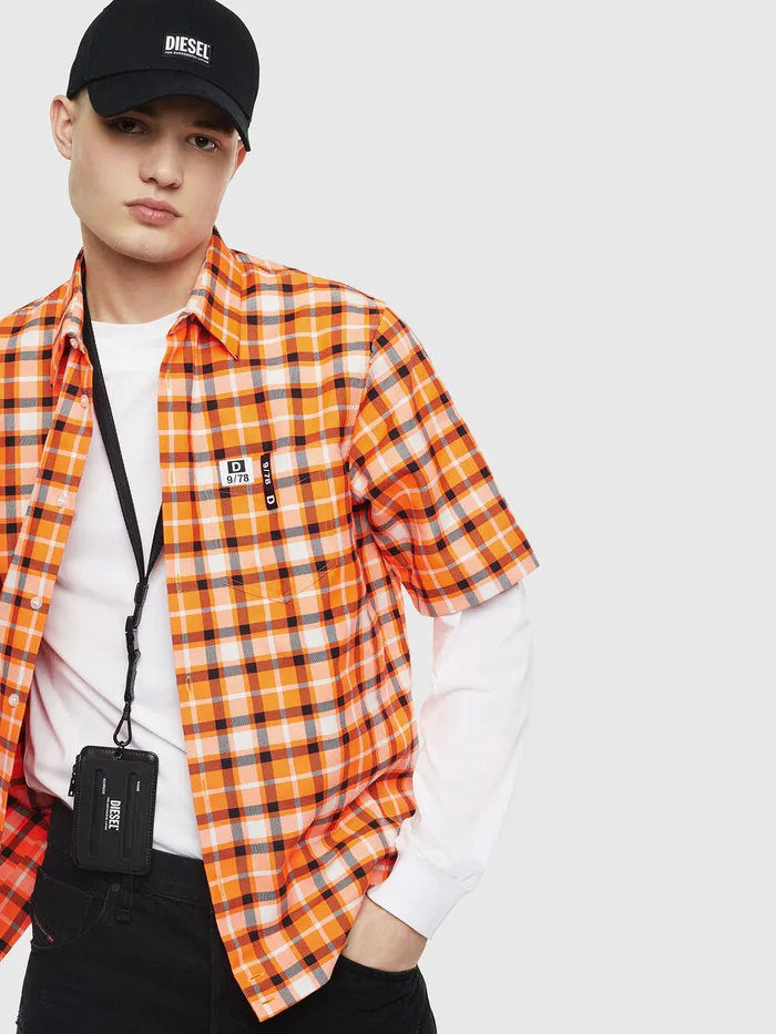 Diesel Shirts Mens SATWOODA Orange Gift for Friend