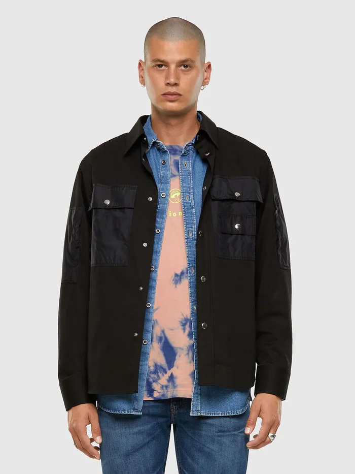 Diesel Shirts Mens SAUSTIN Black Casaul