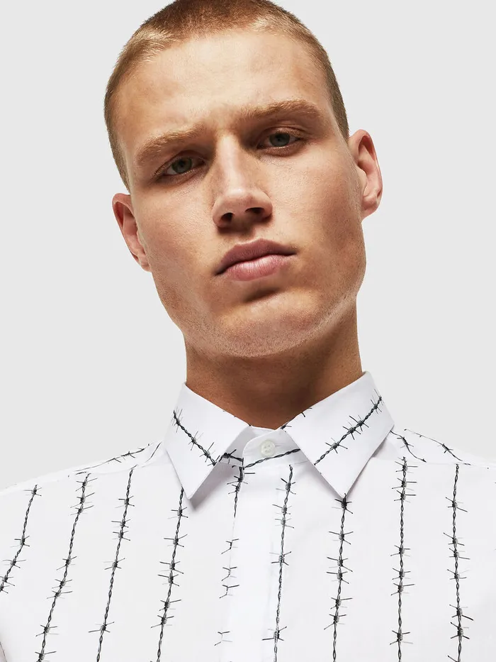 Diesel Shirts Mens SBARBWI White Casaul