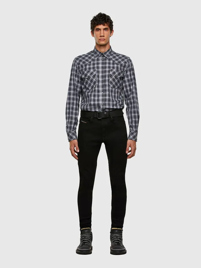 Diesel Shirts Mens SEASTLONGO BlackWhite Gift Ideas