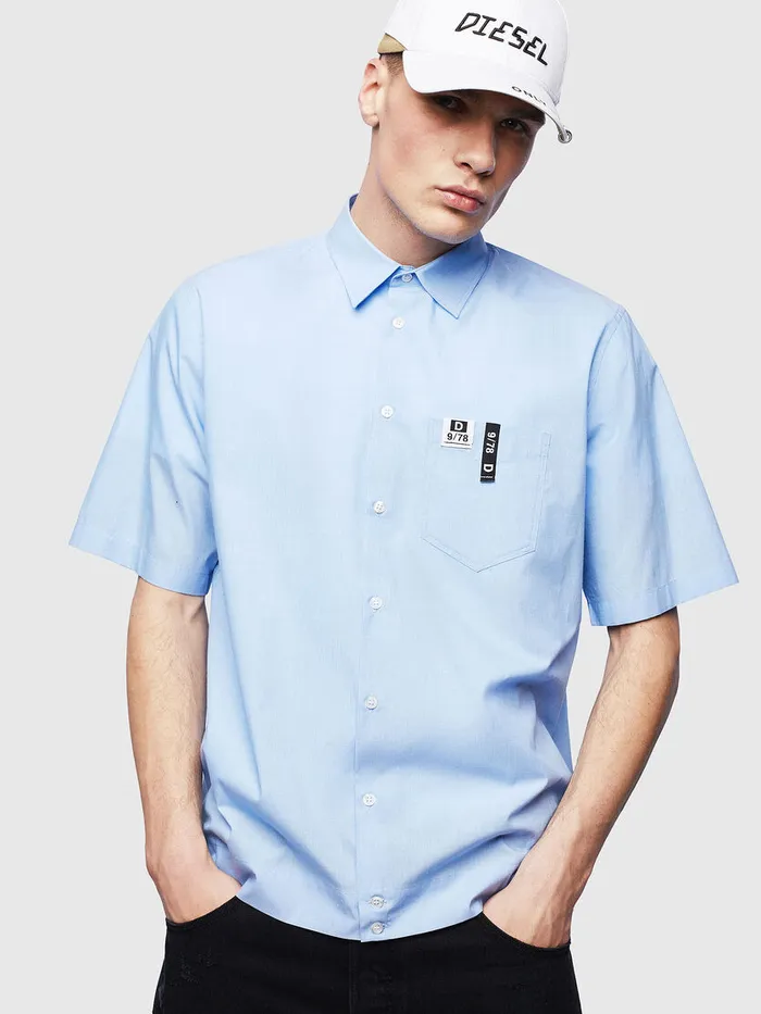 Diesel Shirts Mens SFRYFLUO Light Blue Near Me