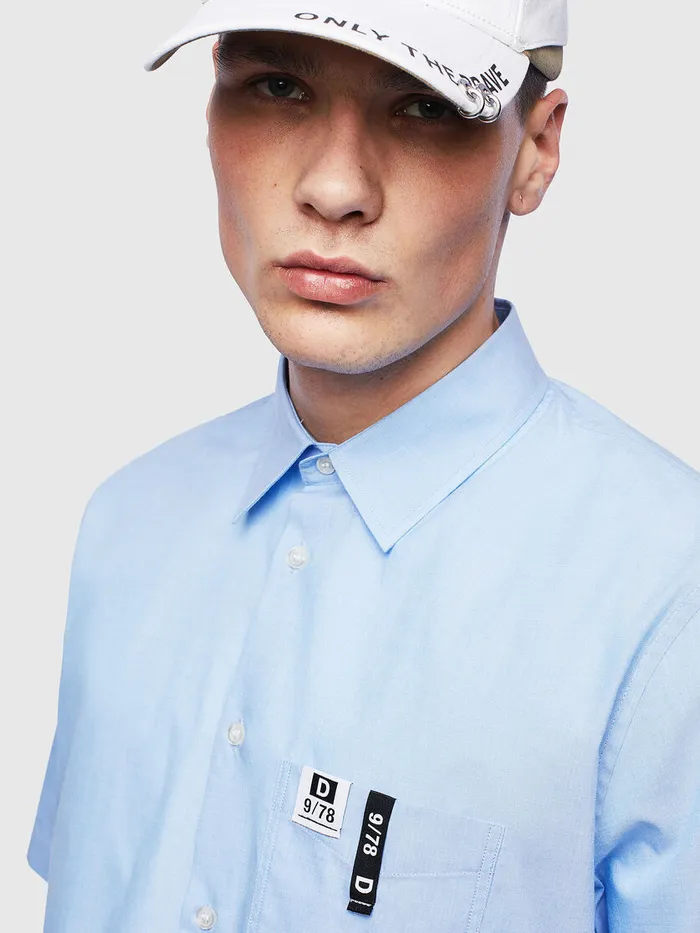 Diesel Shirts Mens SFRYFLUO Light Blue Near Me