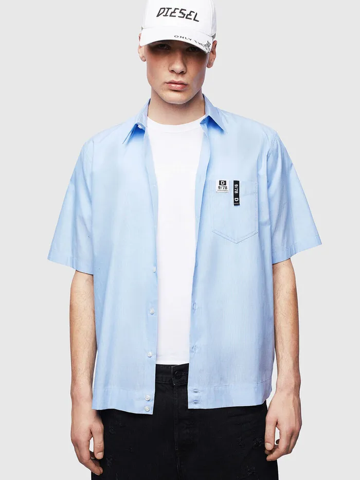 Diesel Shirts Mens SFRYFLUO Light Blue Near Me