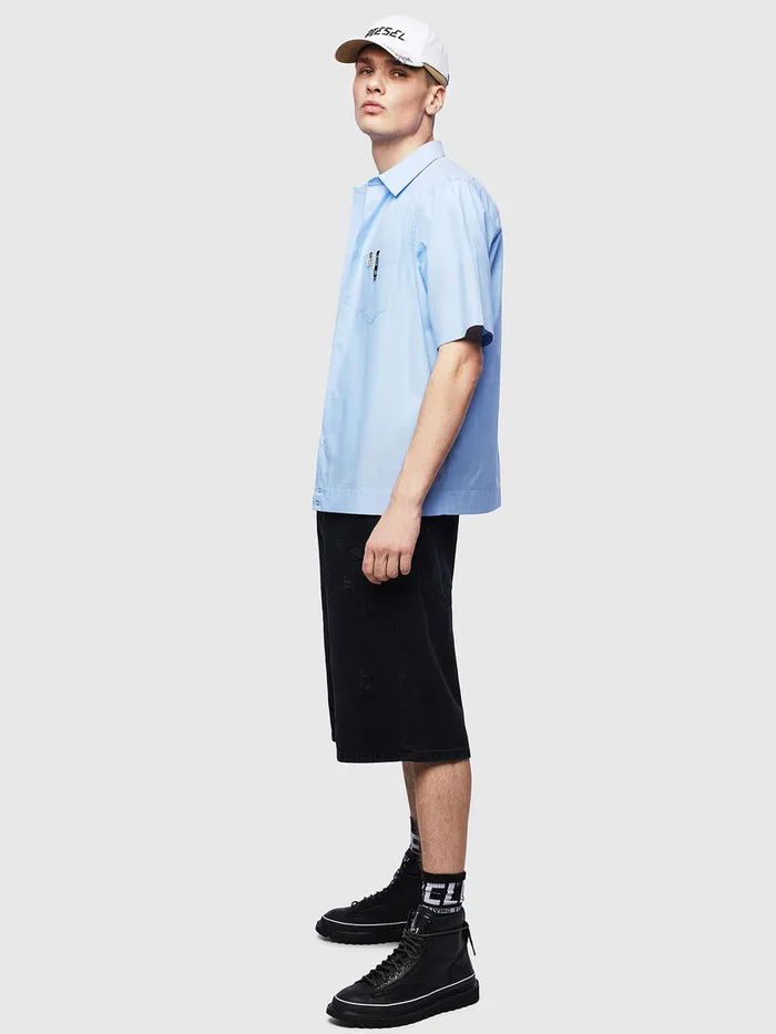 Diesel Shirts Mens SFRYFLUO Light Blue Near Me
