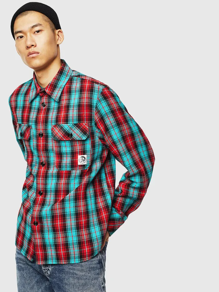 Diesel Shirts Mens SGERRYCHECK Red Online