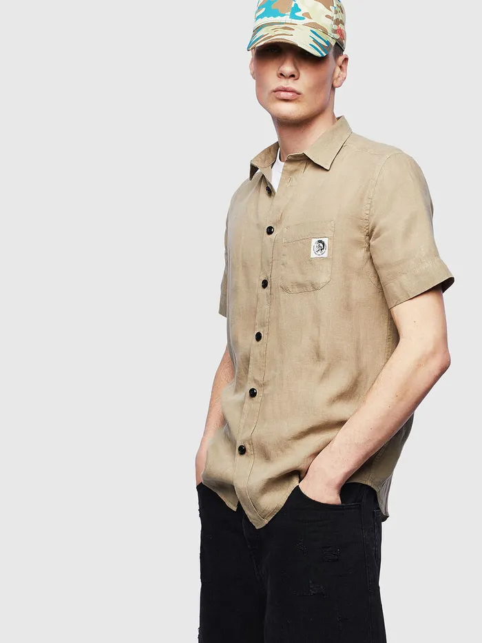 Diesel Shirts Mens SKIRUMAB Beige Near Me