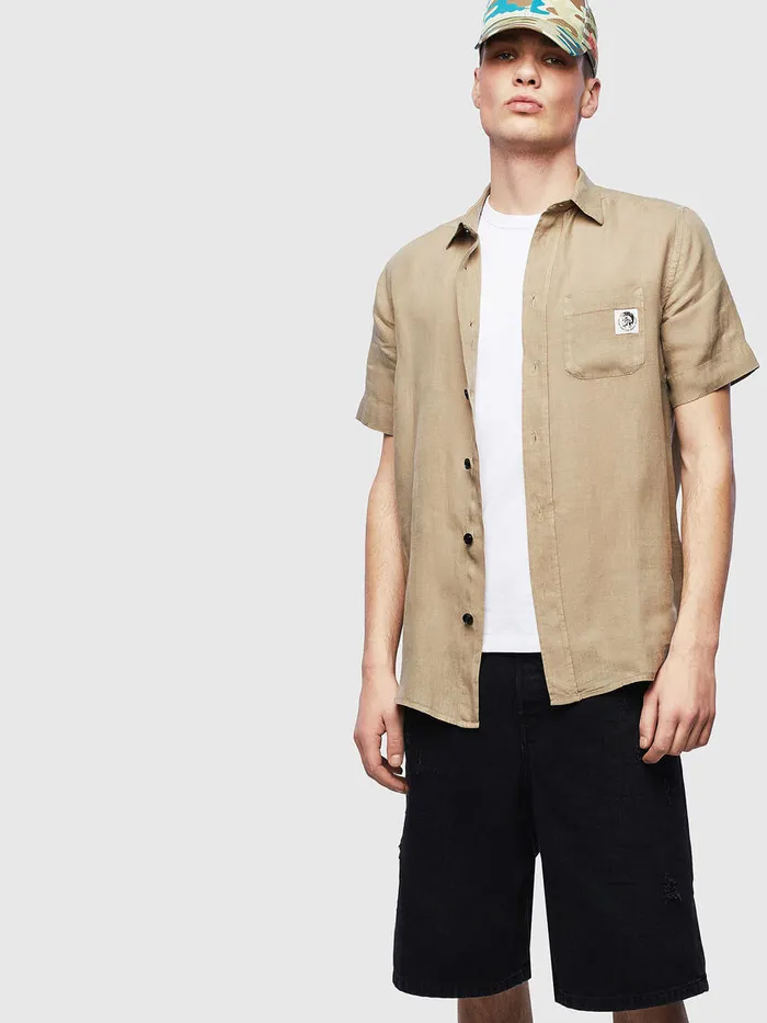 Diesel Shirts Mens SKIRUMAB Beige Near Me