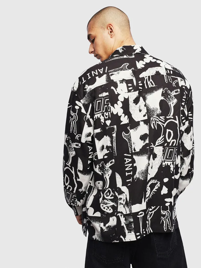 Diesel Shirts Mens SKRUTZ BlackWhite For Sale