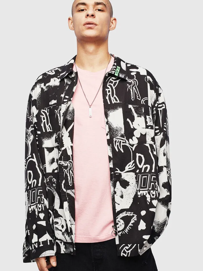 Diesel Shirts Mens SKRUTZ BlackWhite For Sale