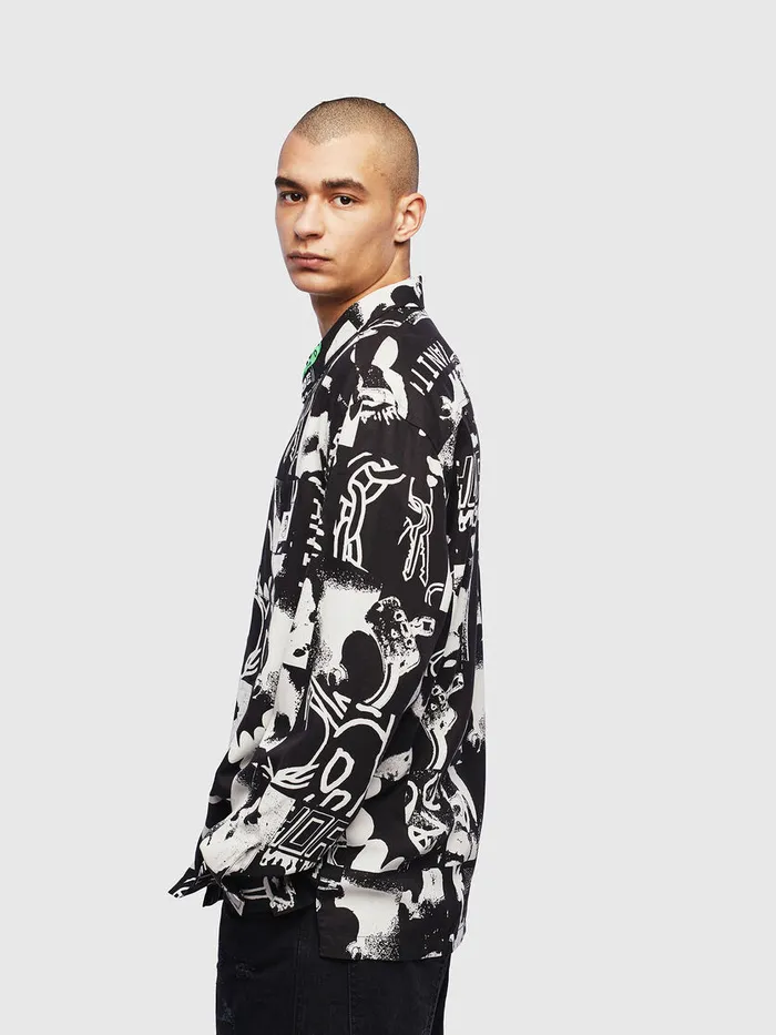 Diesel Shirts Mens SKRUTZ BlackWhite For Sale