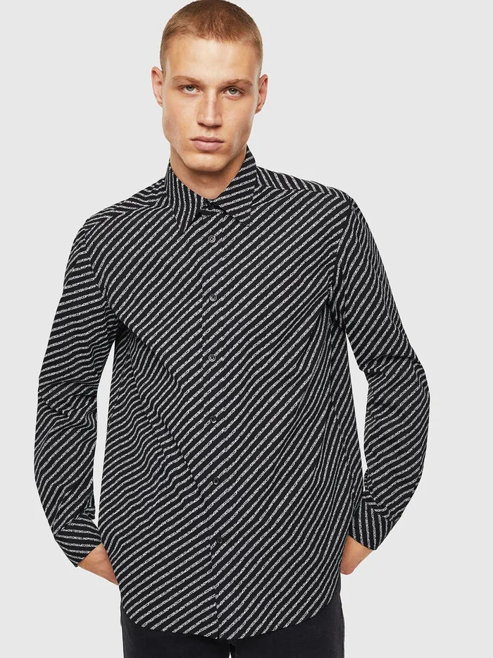 Diesel Shirts Mens SPENNCOPY Black Popular