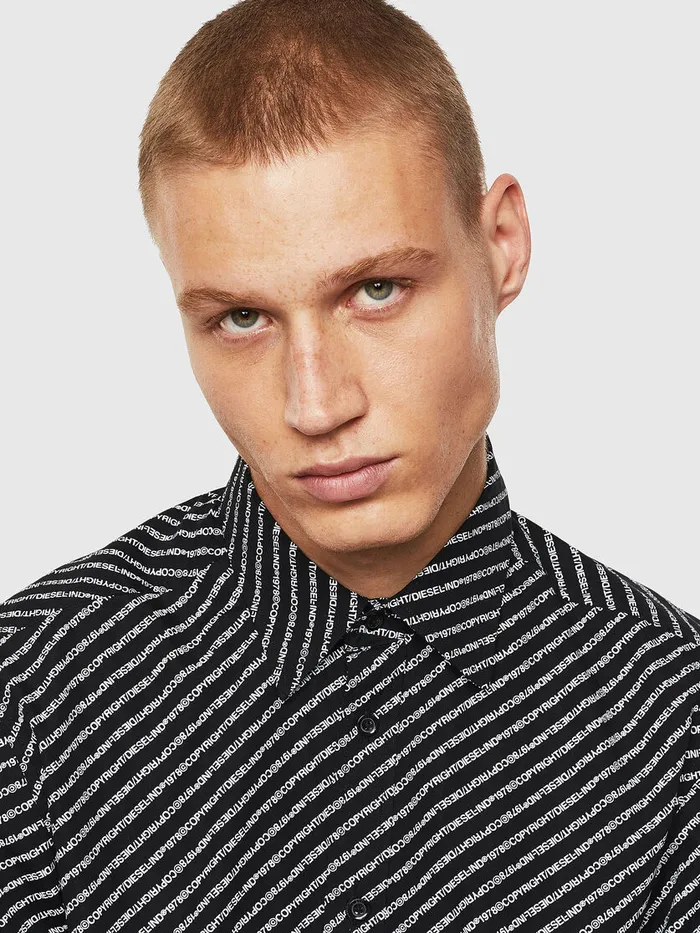 Diesel Shirts Mens SPENNCOPY Black Popular