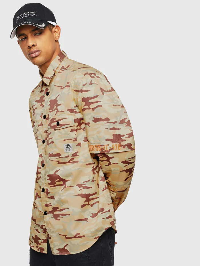 Diesel Shirts Mens SRONNIE Beige Casaul