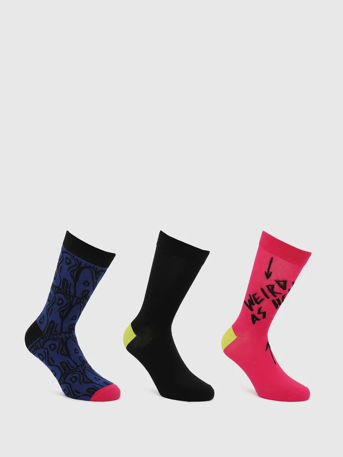 Diesel Socks Mens SKMHERMINETHREEPAC BlackRed Popular
