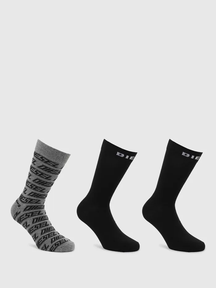 Diesel Socks Mens SKMRAYTHREEPACK BlackGrey Gift for Friend