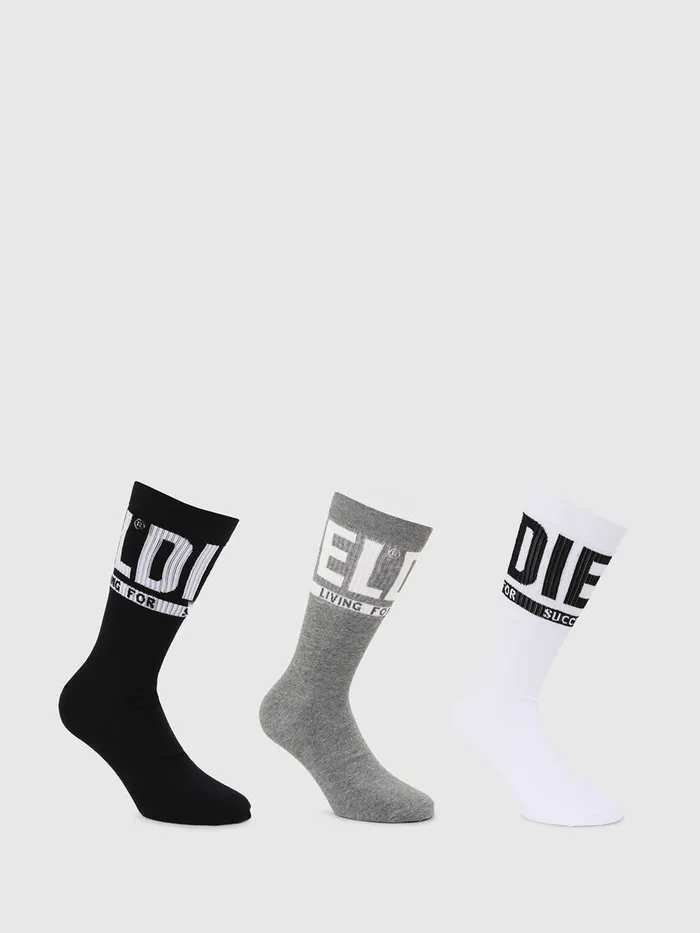 Diesel Socks Mens SKMRAYTHREEPACK GreyWhite Gift for Friend