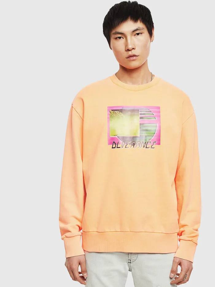 Diesel Sweaters Mens SBIAYFLUO Orange Popular