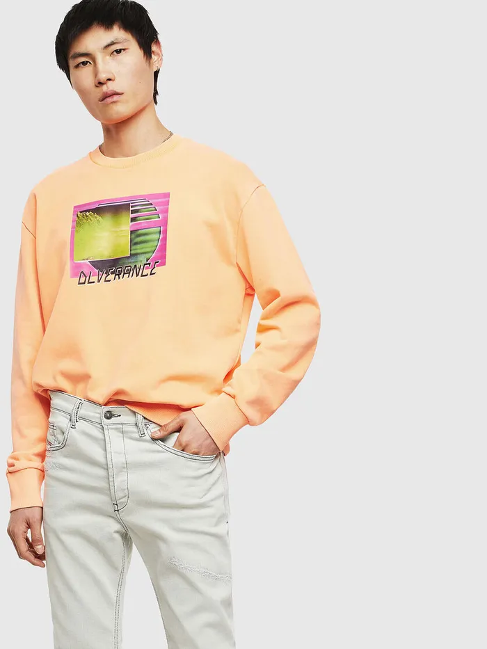 Diesel Sweaters Mens SBIAYFLUO Orange Popular