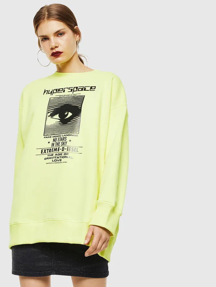 Diesel Sweaters Womens FAKUA Yellow Fluo Gift for Friend