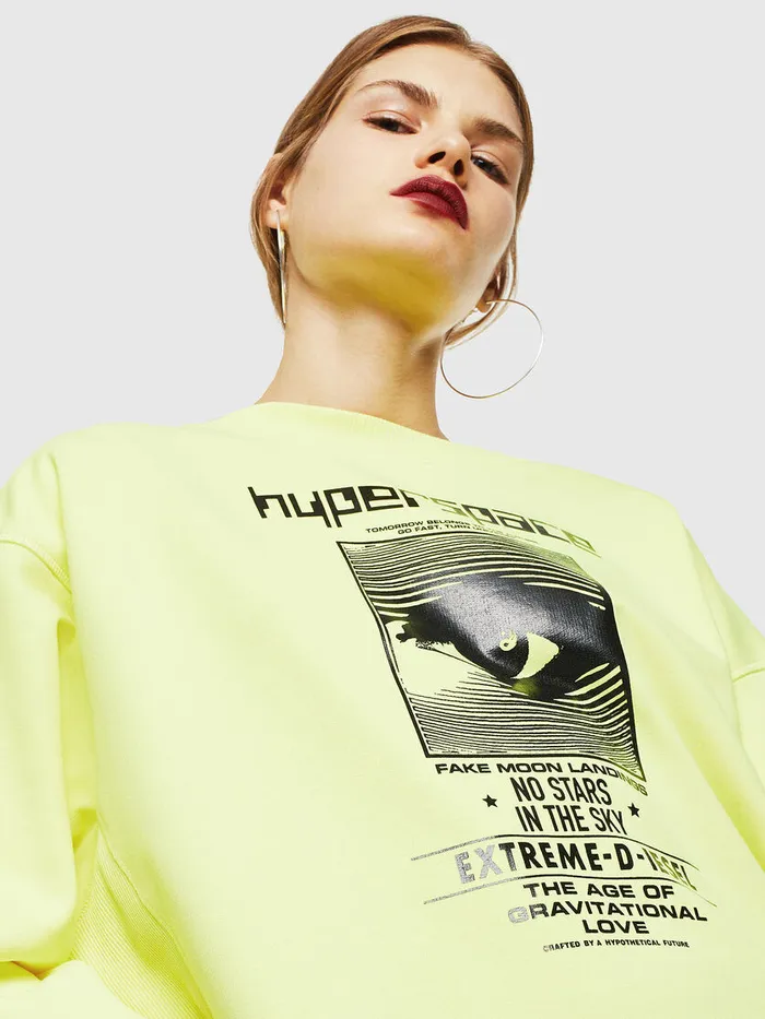Diesel Sweaters Womens FAKUA Yellow Fluo Gift for Friend