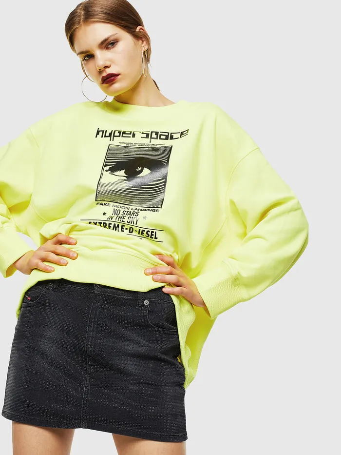 Diesel Sweaters Womens FAKUA Yellow Fluo Gift for Friend