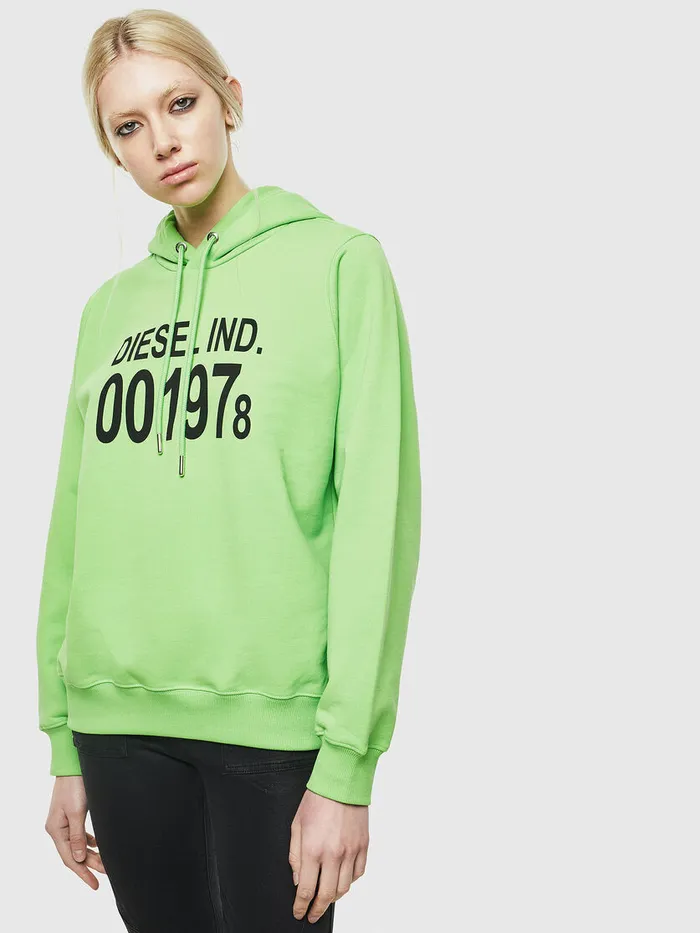 Diesel Sweaters Womens FANGHOODJ1 Green Fluo Cheap On Sale