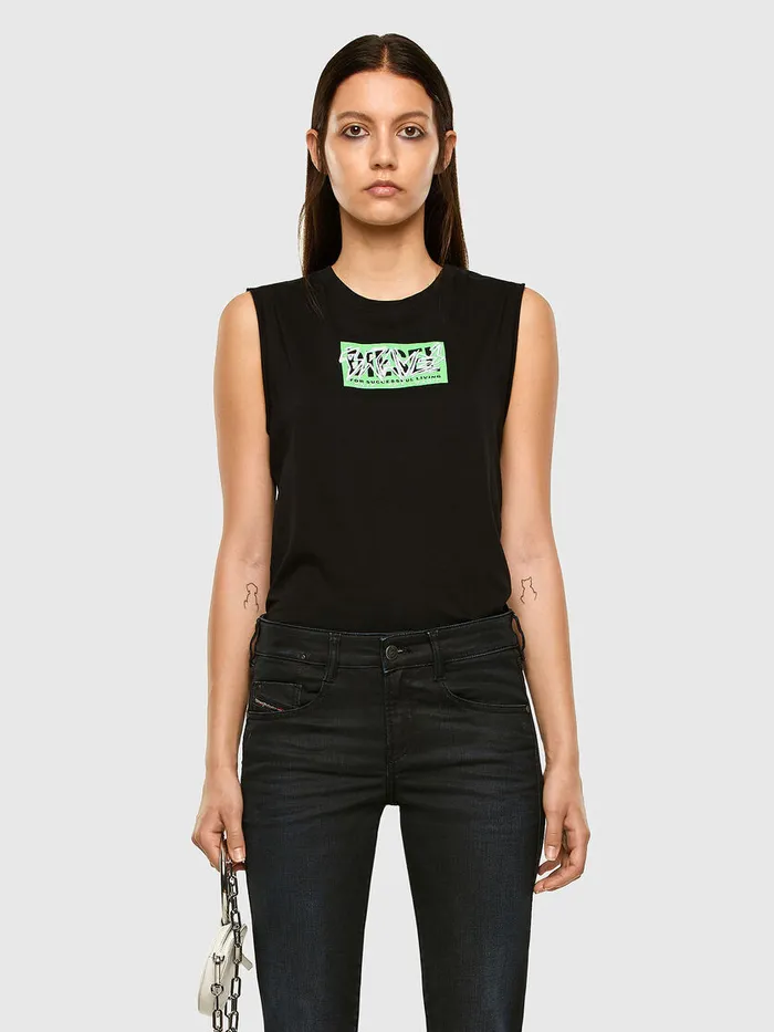 Diesel Tshirts and Tops Womens TLESLEEE90 Black Casaul